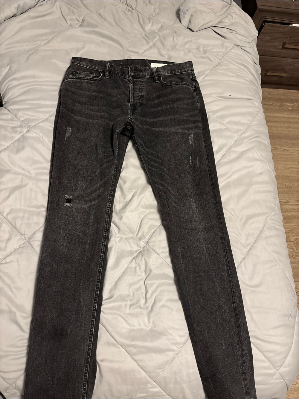 All Saints Black Slim Distressed Jeans